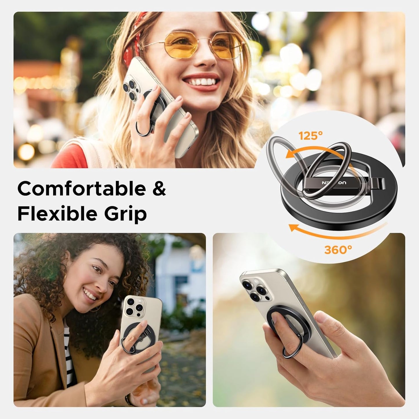 UGREEN Anillo Magnético para iPhone MagSafe – Soporte y Grip Giratorio Universal