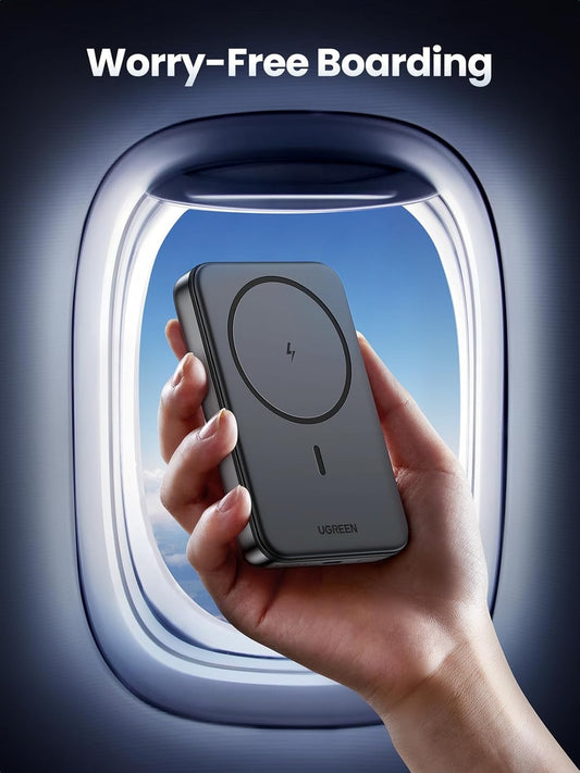 Power Bank Magnético UGREEN 10,000mAh – Cargador Portátil Inalámbrico con Carga Rápida PD 20W para iPhone 16/15/14/13/12 Series, Negro (Nuevo)