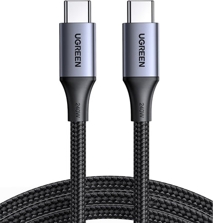 Cable UGREEN USB-C a USB-C 240W – Carga rápida para laptops, iPhone 16/17, MacBook, Galaxy S24/S25, iPad Pro y más (2 metros)