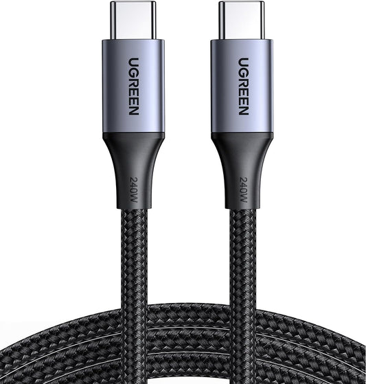 Cable UGREEN USB-C a USB-C 240W – Carga rápida para laptops, iPhone 16/17, MacBook, Galaxy S24/S25, iPad Pro y más (2 metros)