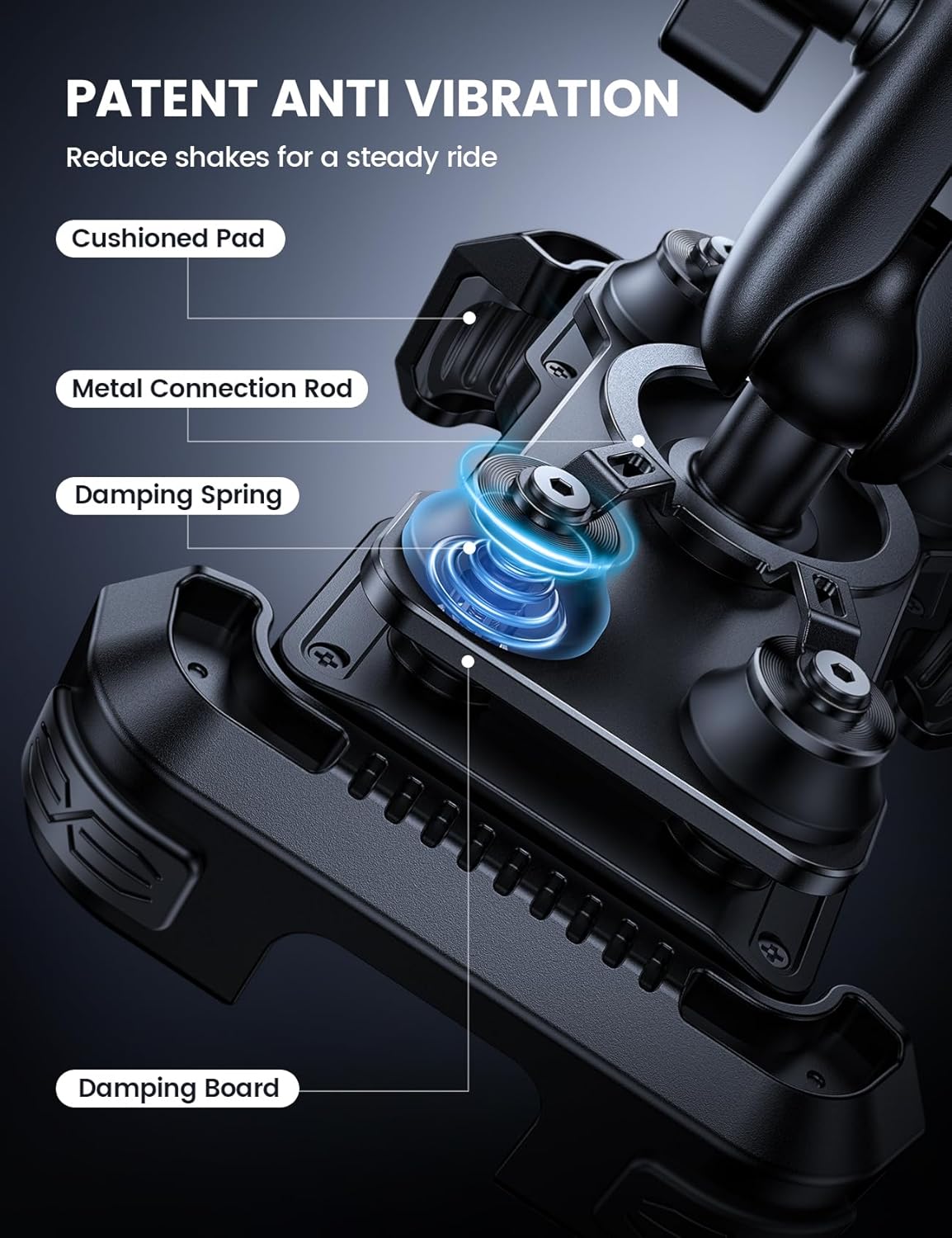 Soporte Lamicall para Celular en Moto – Brazo Metálico con Amortiguador Antivibración y Giro 720°