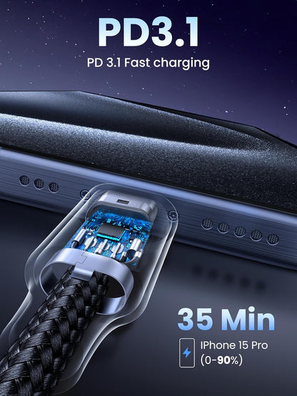 Cable UGREEN USB-C a USB-C 240W – Carga rápida para laptops, iPhone 16/17, MacBook, Galaxy S24/S25, iPad Pro y más (2 metros)