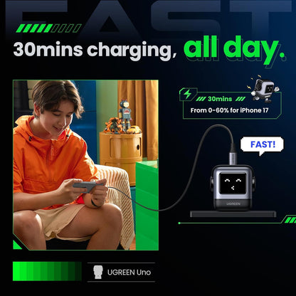 UGREEN Uno Robot Cargador 30W USB-C – Carga Rápida con Diseño Compacto y LED