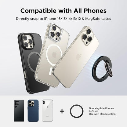 UGREEN Anillo Magnético para iPhone MagSafe – Soporte y Grip Giratorio Universal