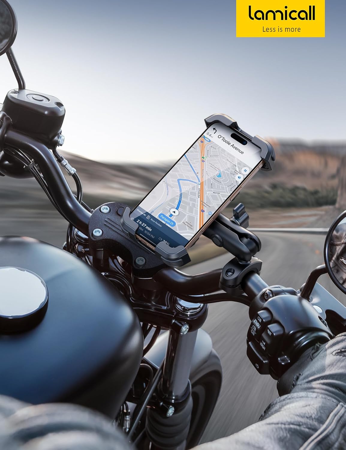 Soporte Lamicall para Celular en Moto – Brazo Metálico con Amortiguador Antivibración y Giro 720°