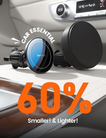 Cargador Magnético Lamicall 15W para Auto – Soporte MagSafe 3 en 1 para iPhone 17/16/15