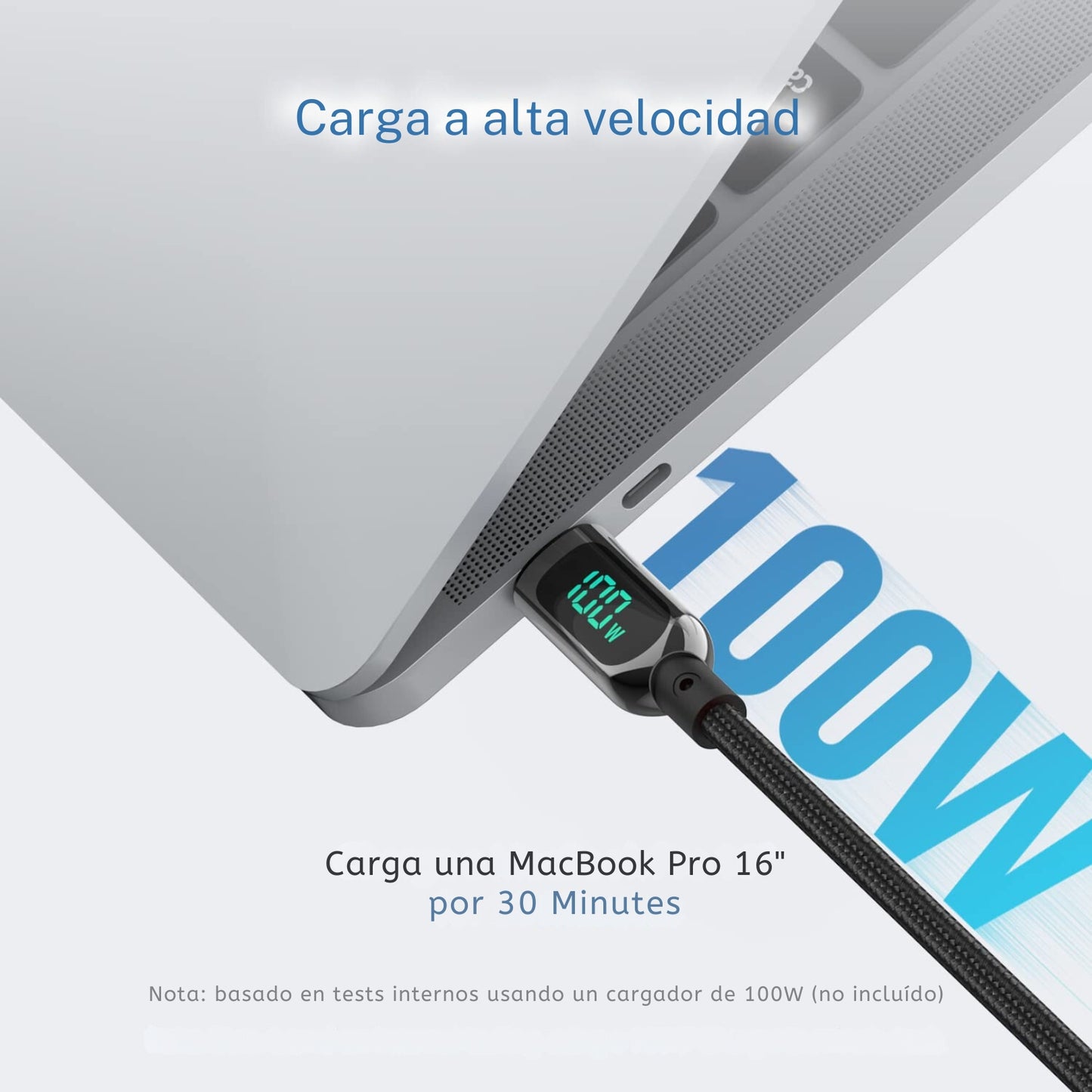 Cable SOOPII USB-C a USB-C 100W 4 pies – Cable de Carga Rápida con Pantalla LED para iPhone 15, iPad Air, MacBook Pro, Galaxy S24/S23, Pixel, LG