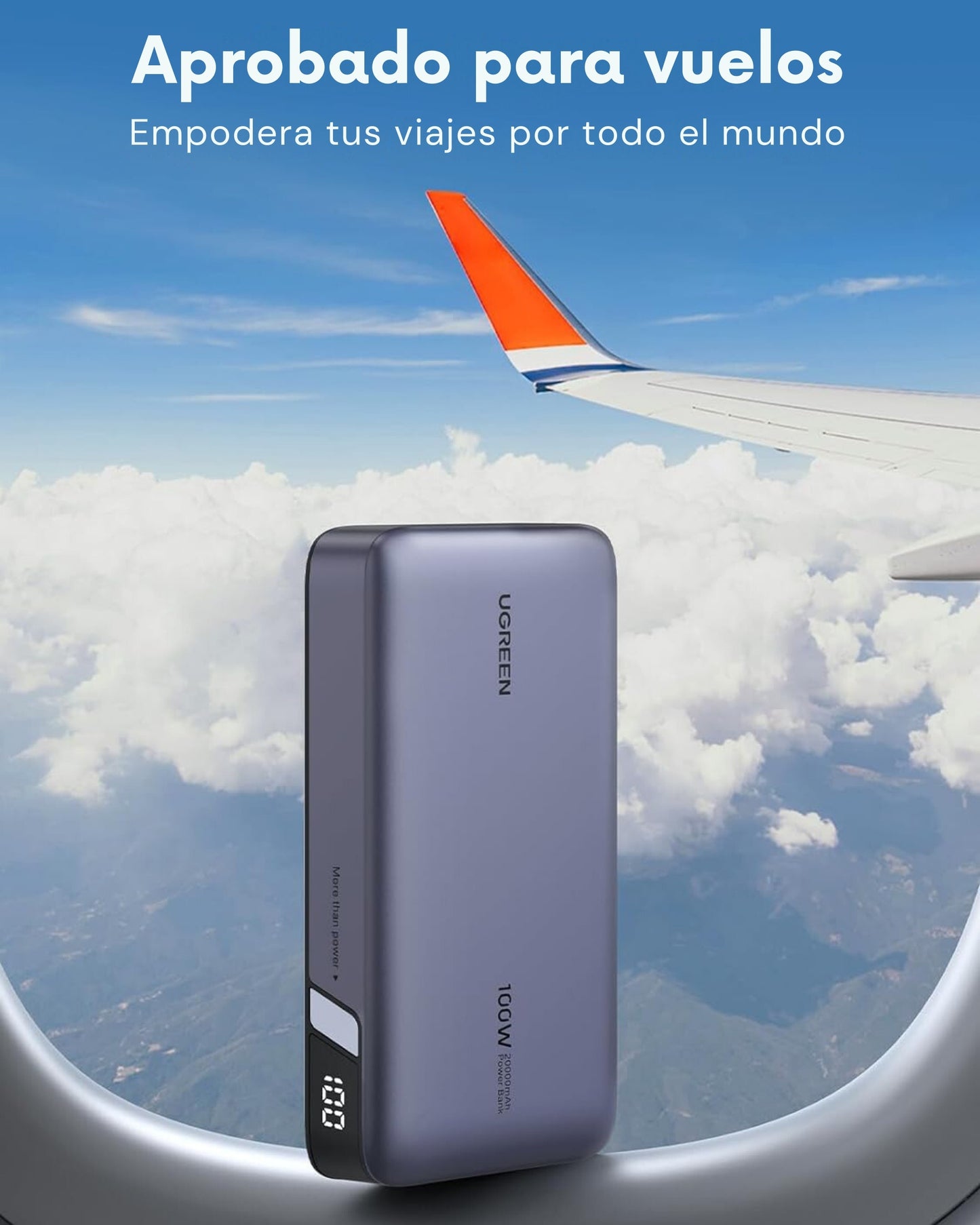 Power Bank UGREEN 20000mAh 100W Nexode – Cargador Portátil de 3 Puertos con Carga Rápida PD para MacBook, iPhone 16, Galaxy S24, Steam Deck, y Más