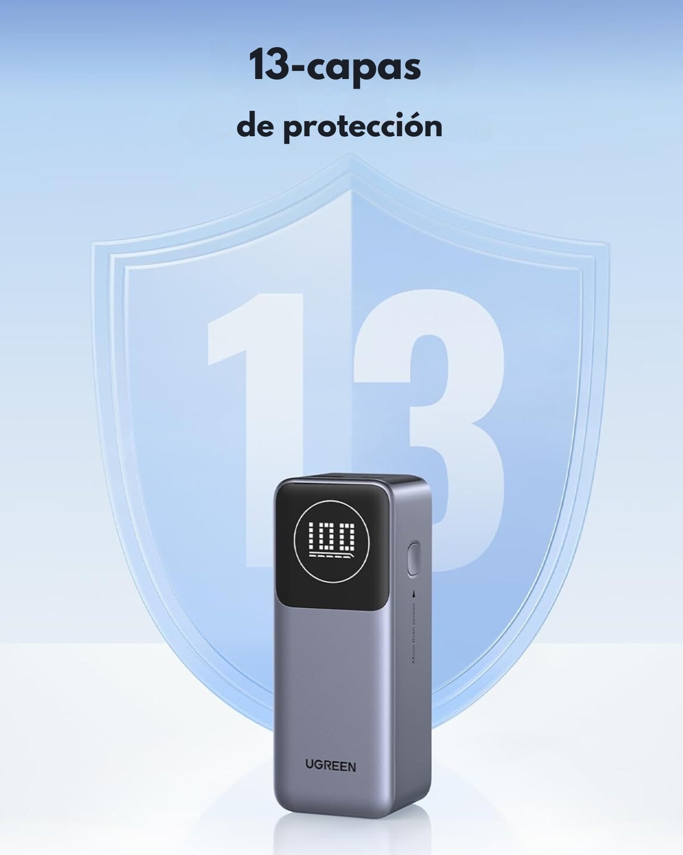 Power Bank UGREEN Nexode 12000mAh 100W – Cargador Portátil con Carga Rápida PD, Pantalla Digital, USB-C y USB-A para MacBook Air, iPhone 16, Samsung S24, iPad, Steam Deck y Más