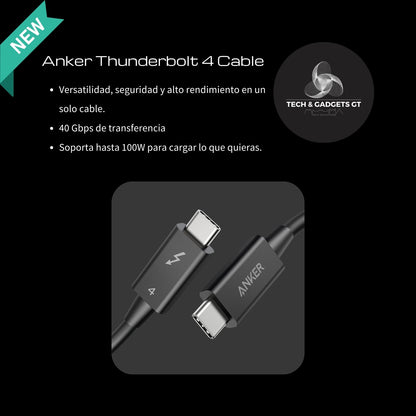 Cable USB-C Anker Thunderbolt 4 - 2.3 ft, 100W de Carga, 8K Video y 40Gbps