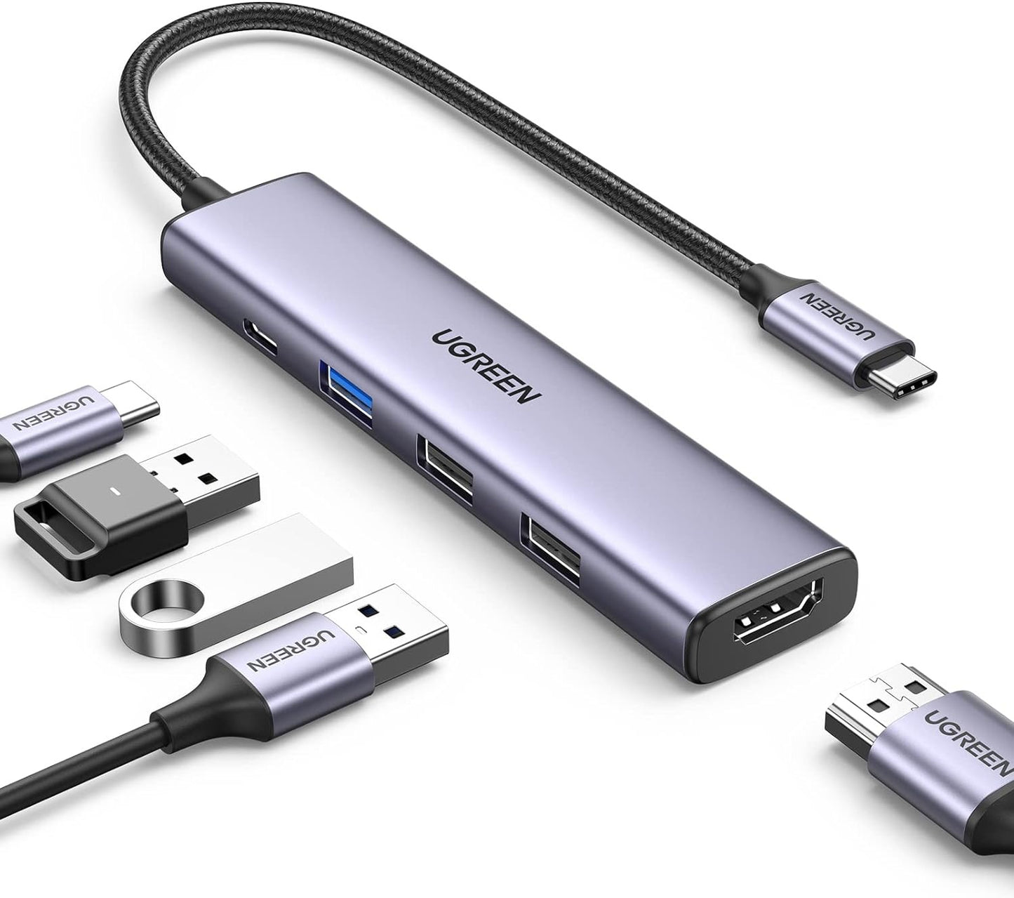 Hub USB-C UGREEN Revodok 105 - 5 en 1 con HDMI 4K y Carga PD 100W