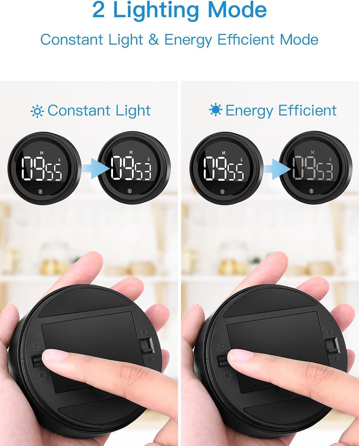 Temporizador Digital de Cocina – Timer Magnético con Pantalla LED Grande, Cuenta Regresiva/Progresiva, Fácil de Usar para Niños y Adultos