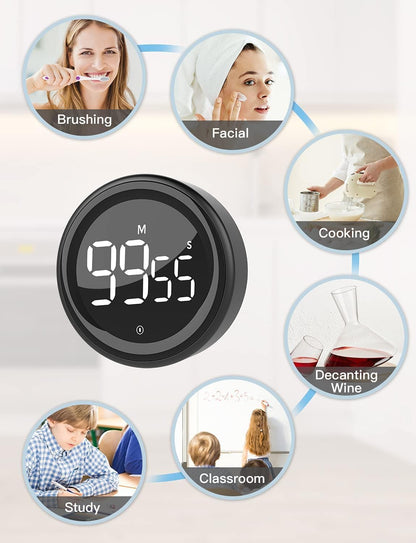 Temporizador Digital de Cocina – Timer Magnético con Pantalla LED Grande, Cuenta Regresiva/Progresiva, Fácil de Usar para Niños y Adultos