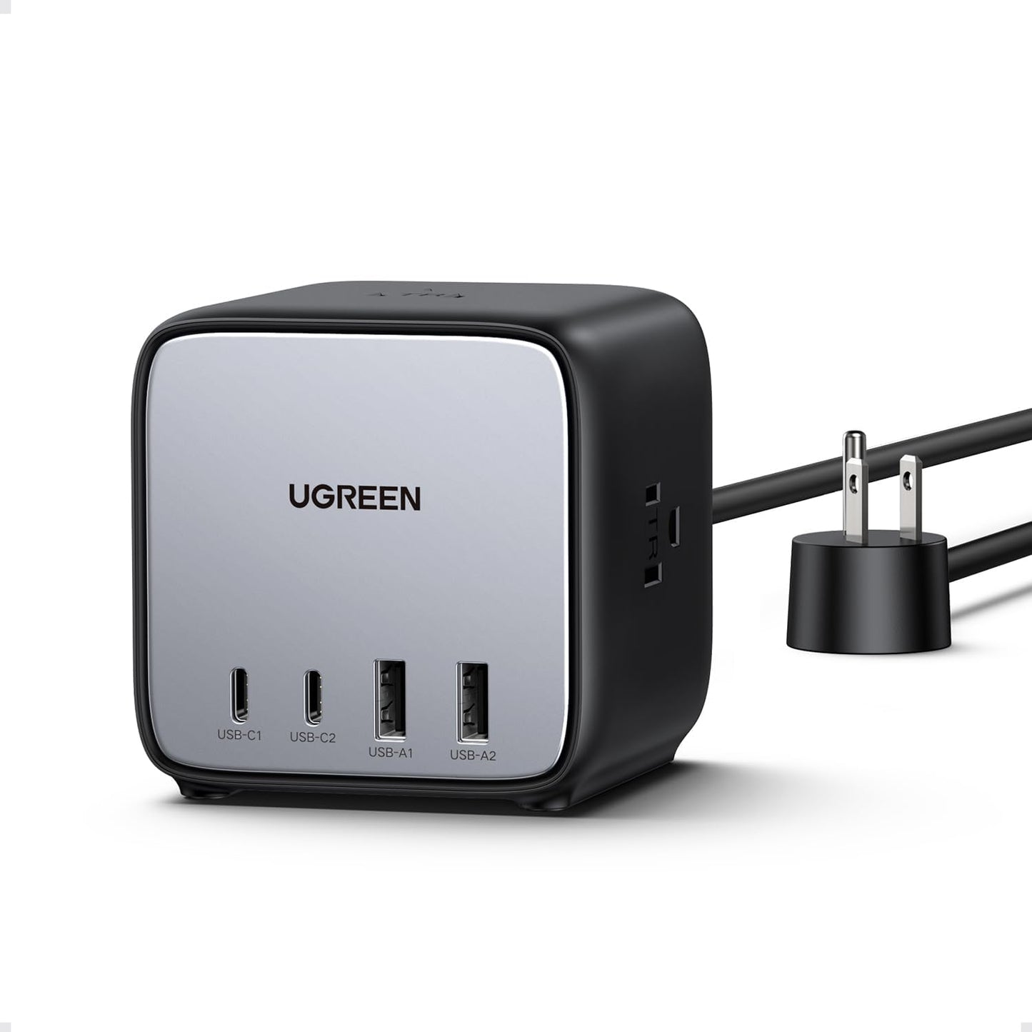 Estación de Carga UGREEN 65W USB-C Nexode 7 en 1 – Regleta de Potencia GaN con 3 Tomas AC, 2 Puertos USB-C y 2 USB-A para MacBook Pro, iPhone 16 Pro y Más